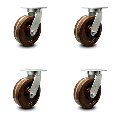 Service Caster 8 Inch Extra Heavy Duty High Temp Phenolic Wheel Swivel Top Plate Caster, 4PK SCC-KP92S830-PHRHT-4